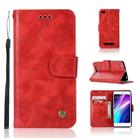 For Xiaomi Redmi 4A Retro Copper Button Crazy Horse Horizontal Flip PU Leather Case with Holder & Card Slots & Wallet & Lanyard(Red) - 1