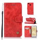 For Xiaomi Redmi 4X Retro Copper Button Crazy Horse Horizontal Flip PU Leather Case with Holder & Card Slots & Wallet & Lanyard(Red) - 1