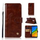 For Xiaomi Redmi 5 Retro Copper Button Crazy Horse Horizontal Flip PU Leather Case with Holder & Card Slots & Wallet & Lanyard(Brown) - 1