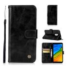 For Xiaomi Redmi 5 Retro Copper Button Crazy Horse Horizontal Flip PU Leather Case with Holder & Card Slots & Wallet & Lanyard(Black) - 1