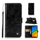 For Xiaomi Redmi 5 Plus Retro Copper Button Crazy Horse Horizontal Flip PU Leather Case with Holder & Card Slots & Wallet & Lanyard(Black) - 1