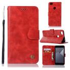 For Xiaomi Redmi Note 5A Retro Copper Button Crazy Horse Horizontal Flip PU Leather Case with Holder & Card Slots & Wallet & Lanyard(Red) - 1