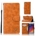 For Xiaomi Mi 5S Retro Copper Button Crazy Horse Horizontal Flip PU Leather Case with Holder & Card Slots & Wallet & Lanyard(Gold Yellow) - 1
