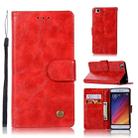 For Xiaomi Mi 5S Retro Copper Button Crazy Horse Horizontal Flip PU Leather Case with Holder & Card Slots & Wallet & Lanyard(Red) - 1