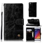 For Xiaomi Mi 5S Retro Copper Button Crazy Horse Horizontal Flip PU Leather Case with Holder & Card Slots & Wallet & Lanyard(Black) - 1