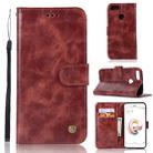 For Xiaomi Mi 5X Retro Copper Button Crazy Horse Horizontal Flip PU Leather Case with Holder & Card Slots & Wallet & Lanyard(Wine Red) - 1