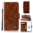 For Xiaomi Redmi 5A Retro Copper Button Crazy Horse Horizontal Flip PU Leather Case with Holder & Card Slots & Wallet & Lanyard(Brown) - 1