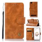 For Xiaomi Redmi 5A Retro Copper Button Crazy Horse Horizontal Flip PU Leather Case with Holder & Card Slots & Wallet & Lanyard(Gold Yellow) - 1