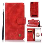 For Xiaomi Redmi 5A Retro Copper Button Crazy Horse Horizontal Flip PU Leather Case with Holder & Card Slots & Wallet & Lanyard(Red) - 1