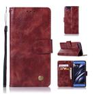 For Xiaomi Mi 6 Retro Copper Button Crazy Horse Horizontal Flip PU Leather Case with Holder & Card Slots & Wallet & Lanyard(Wine Red) - 1
