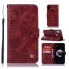 For Xiaomi Redmi Note 5 Pro Retro Copper Button Crazy Horse Horizontal Flip PU Leather Case with Holder & Card Slots & Wallet & Lanyard(Wine Red) - 1