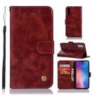 For Xiaomi Mi 9 Retro Copper Button Crazy Horse Horizontal Flip PU Leather Case with Holder & Card Slots & Wallet & Lanyard(Wine Red) - 1