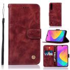 For Xiaomi Mi CC9 Retro Copper Button Crazy Horse Horizontal Flip PU Leather Case with Holder & Card Slots & Wallet & Lanyard(Wine Red) - 1