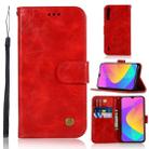 For Xiaomi Mi CC9 Retro Copper Button Crazy Horse Horizontal Flip PU Leather Case with Holder & Card Slots & Wallet & Lanyard(Red) - 1
