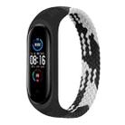 For Xiaomi Mi Band 6 / 5 / 4 / 3 Universal Nylon Elasticity Weave Watch Band, Size:XS 140mm(Black White) - 1