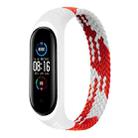 For Xiaomi Mi Band 6 / 5 / 4 / 3 Universal Nylon Elasticity Weave Watch Band, Size:XS 140mm(Red White) - 1