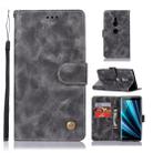For Sony Xperia XZ3 Retro Copper Button Crazy Horse Horizontal Flip PU Leather Case with Holder & Card Slots & Wallet & Lanyard(Gray) - 1