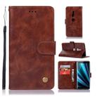 For Sony Xperia XZ3 Retro Copper Button Crazy Horse Horizontal Flip PU Leather Case with Holder & Card Slots & Wallet & Lanyard(Brown) - 1