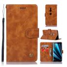 For Sony Xperia XZ3 Retro Copper Button Crazy Horse Horizontal Flip PU Leather Case with Holder & Card Slots & Wallet & Lanyard(Gold Yellow) - 1