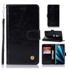 For Sony Xperia XZ3 Retro Copper Button Crazy Horse Horizontal Flip PU Leather Case with Holder & Card Slots & Wallet & Lanyard(Black) - 1