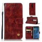 For Sony Xperia 1 Retro Copper Button Crazy Horse Horizontal Flip PU Leather Case with Holder & Card Slots & Wallet & Lanyard(Wine Red) - 1