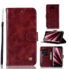 For Sony Xperia 10 Retro Copper Button Crazy Horse Horizontal Flip PU Leather Case with Holder & Card Slots & Wallet & Lanyard(Wine Red) - 1