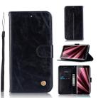 For Sony Xperia 10 Retro Copper Button Crazy Horse Horizontal Flip PU Leather Case with Holder & Card Slots & Wallet & Lanyard(Black) - 1