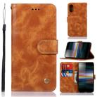 For Sony Xperia L3 Retro Copper Button Crazy Horse Horizontal Flip PU Leather Case with Holder & Card Slots & Wallet & Lanyard(Gold Yellow) - 1