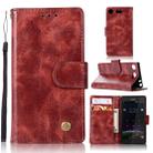 For Sony Xperia XZ1 compact Retro Copper Button Crazy Horse Horizontal Flip PU Leather Case with Holder & Card Slots & Wallet & Lanyard(Wine Red) - 1