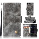 For Sony Xperia XZ1 compact Retro Copper Button Crazy Horse Horizontal Flip PU Leather Case with Holder & Card Slots & Wallet & Lanyard(Gray) - 1