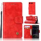 For Sony Xperia XZ1 compact Retro Copper Button Crazy Horse Horizontal Flip PU Leather Case with Holder & Card Slots & Wallet & Lanyard(Red) - 1