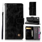 For Sony Xperia X Performance Retro Copper Button Crazy Horse Horizontal Flip PU Leather Case with Holder & Card Slots & Wallet & Lanyard(Black) - 1