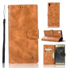 For Sony Xperia XA Ultra / C6 Retro Copper Button Crazy Horse Horizontal Flip PU Leather Case with Holder & Card Slots & Wallet & Lanyard(Gold Yellow) - 1