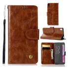 For Sony Xperia XA Retro Copper Button Crazy Horse Horizontal Flip PU Leather Case with Holder & Card Slots & Wallet & Lanyard(Brown) - 1