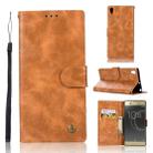 For Sony Xperia XA1 Plus Retro Copper Button Crazy Horse Horizontal Flip PU Leather Case with Holder & Card Slots & Wallet & Lanyard(Gold Yellow) - 7