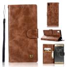 For Sony Xperia XA1 Retro Copper Button Crazy Horse Horizontal Flip PU Leather Case with Holder & Card Slots & Wallet & Lanyard(Brown) - 1