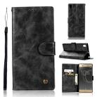 For Sony Xperia XA1 Retro Copper Button Crazy Horse Horizontal Flip PU Leather Case with Holder & Card Slots & Wallet & Lanyard(Black) - 1