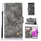 For Sony Xperia XZ1 Retro Copper Button Crazy Horse Horizontal Flip PU Leather Case with Holder & Card Slots & Wallet & Lanyard(Gray) - 1