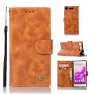 For Sony Xperia XZ1 Retro Copper Button Crazy Horse Horizontal Flip PU Leather Case with Holder & Card Slots & Wallet & Lanyard(Gold Yellow) - 1
