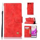 For Sony Xperia XZ1 Retro Copper Button Crazy Horse Horizontal Flip PU Leather Case with Holder & Card Slots & Wallet & Lanyard(Red) - 1