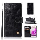 For Sony Xperia XZ1 Retro Copper Button Crazy Horse Horizontal Flip PU Leather Case with Holder & Card Slots & Wallet & Lanyard(Black) - 1