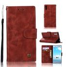 For Sony Xperia XZ Retro Copper Button Crazy Horse Horizontal Flip PU Leather Case with Holder & Card Slots & Wallet & Lanyard(Wine Red) - 1