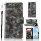 For Sony Xperia XZ Retro Copper Button Crazy Horse Horizontal Flip PU Leather Case with Holder & Card Slots & Wallet & Lanyard(Gray) - 1