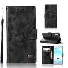 For Sony Xperia XZ Retro Copper Button Crazy Horse Horizontal Flip PU Leather Case with Holder & Card Slots & Wallet & Lanyard(Black) - 1