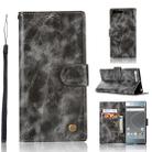 For Sony Xperia XZ Premium Retro Copper Button Crazy Horse Horizontal Flip PU Leather Case with Holder & Card Slots & Wallet & Lanyard(Gray) - 1