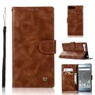 For Sony Xperia XZ Premium Retro Copper Button Crazy Horse Horizontal Flip PU Leather Case with Holder & Card Slots & Wallet & Lanyard(Brown) - 1