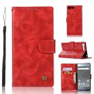 For Sony Xperia XZ Premium Retro Copper Button Crazy Horse Horizontal Flip PU Leather Case with Holder & Card Slots & Wallet & Lanyard(Red) - 1