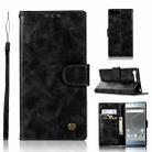 For Sony Xperia XZ Premium Retro Copper Button Crazy Horse Horizontal Flip PU Leather Case with Holder & Card Slots & Wallet & Lanyard(Black) - 1