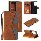 For Samsung Galaxy Note20 Ultra Stitching Calf Texture Horizontal Flip Leather Case with Holder & Card Slots & Wallet(Brown) - 1