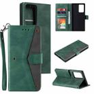 For Samsung Galaxy Note20 Ultra Stitching Calf Texture Horizontal Flip Leather Case with Holder & Card Slots & Wallet(Green) - 1